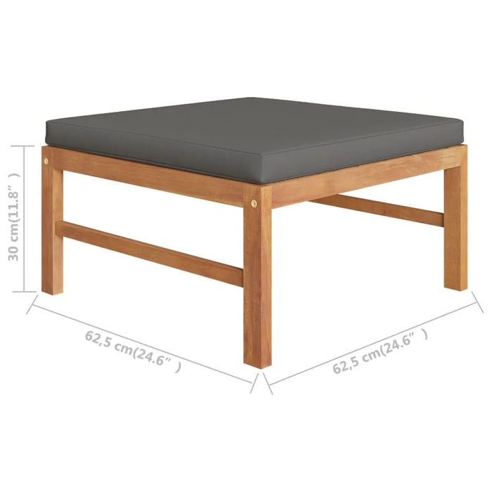 5-tlg. Garten-Lounge-Set mit Grauen Kissen Massivholz Teak