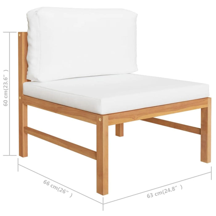 8-tlg. Garten-Lounge-Set mit Creme Kissen Massivholz Teak