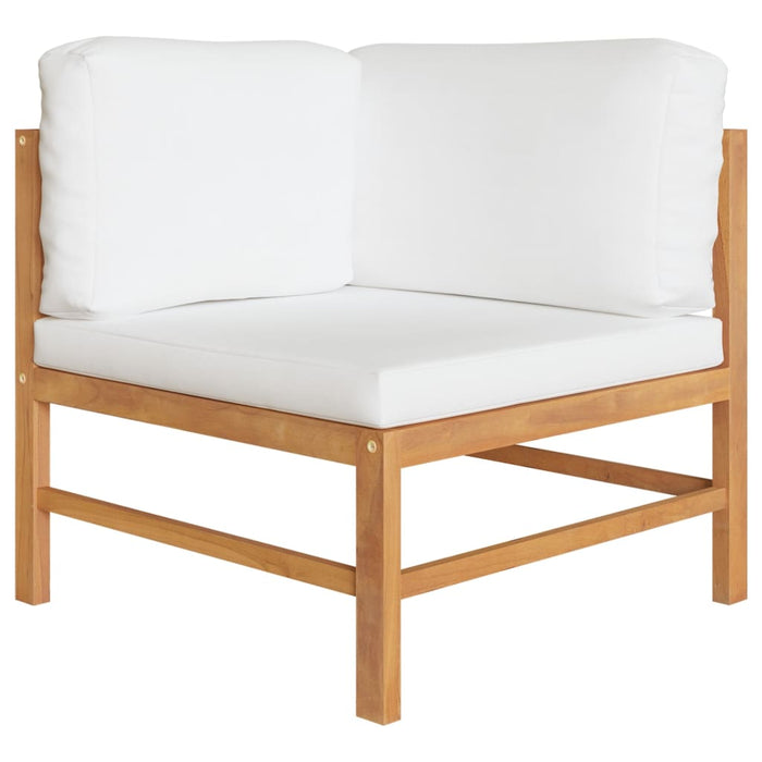 11-tlg. Garten-Lounge-Set mit Creme Kissen Massivholz Teak