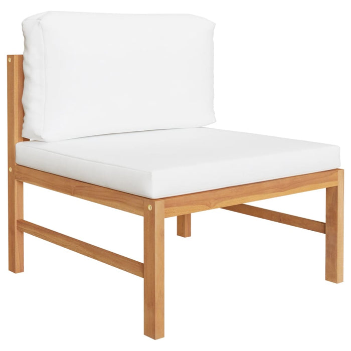 8-tlg. Garten-Lounge-Set mit Creme Kissen Massivholz Teak