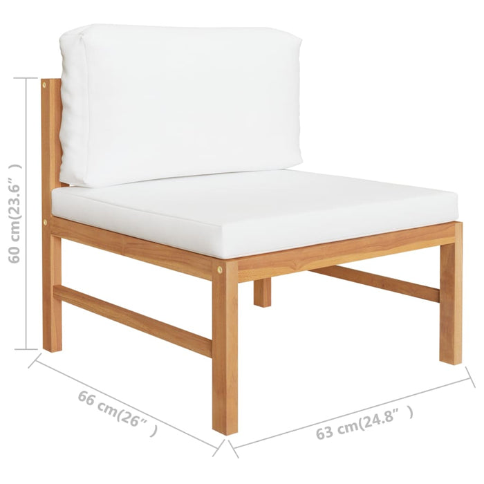 8-tlg. Garten-Lounge-Set mit Creme Kissen Massivholz Teak