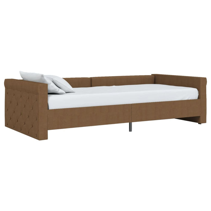 Tagesbett mit Matratze USB Braun Stoff 90x200 cm