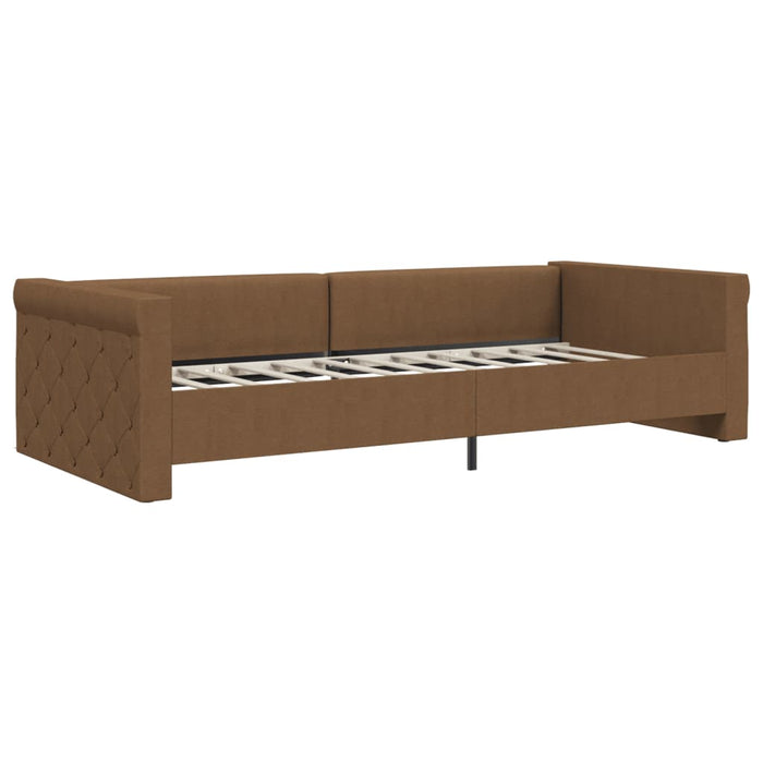 Tagesbett mit Matratze USB Braun Stoff 90x200 cm