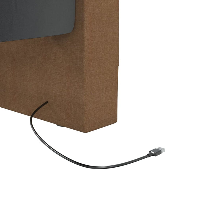 Tagesbett mit Matratze USB Braun Stoff 90x200 cm
