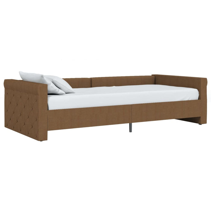 Tagesbett mit Matratze USB Braun Stoff 90x200 cm