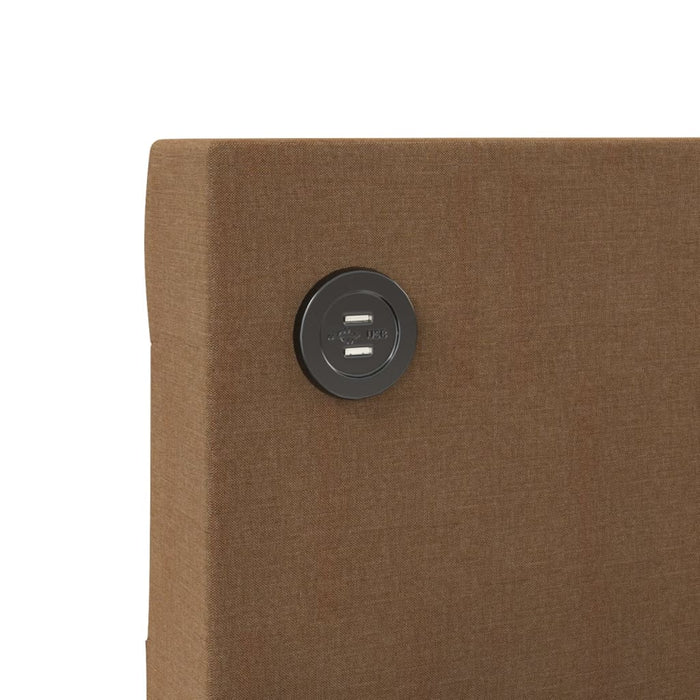 Tagesbett mit Matratze USB Braun Stoff 90x200 cm