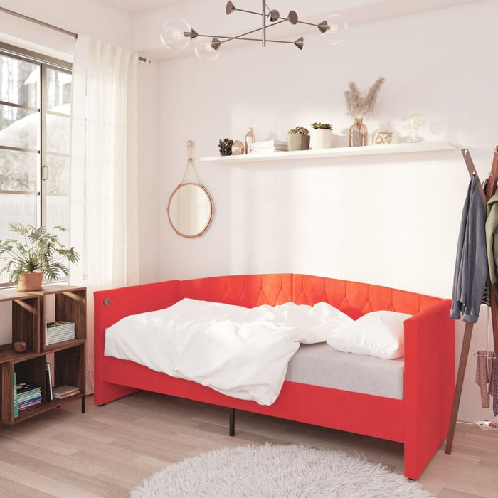Tagesbett mit Matratze USB Weinrot Samt 90x200 cm