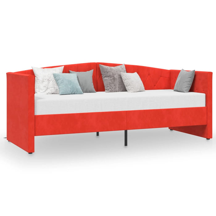 Tagesbett mit Matratze USB Weinrot Samt 90x200 cm