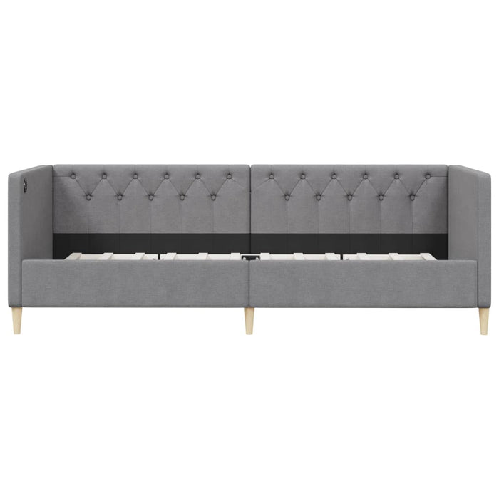 Tagesbett mit Matratze USB Hellgrau Stoff 90x200 cm