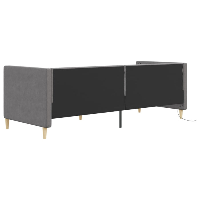 Tagesbett mit Matratze USB Hellgrau Stoff 90x200 cm