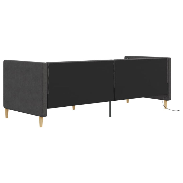 Tagesbett mit Matratze USB Dunkelgrau Stoff 90x200 cm