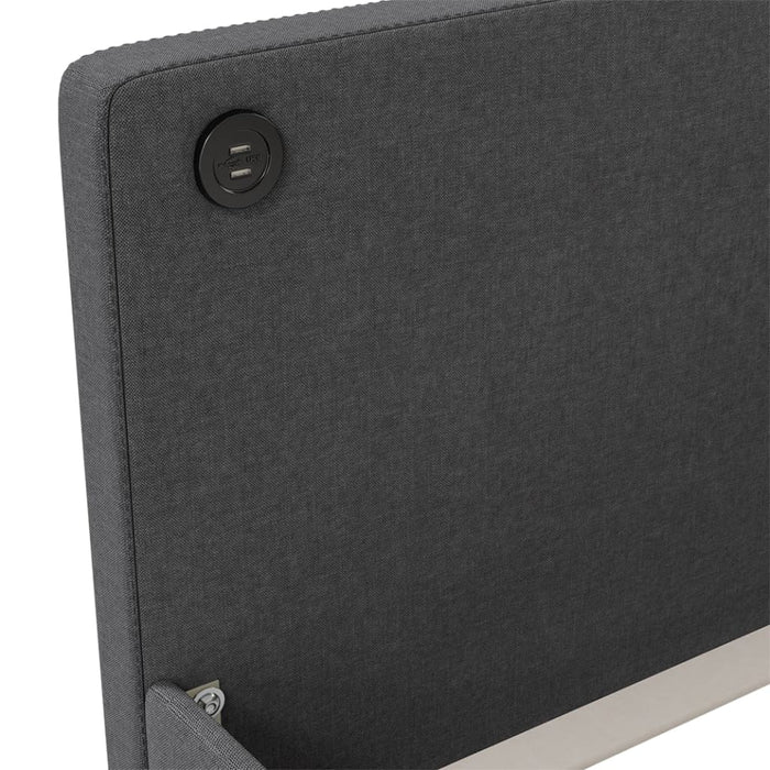 Tagesbett mit Matratze USB Dunkelgrau Stoff 90x200 cm