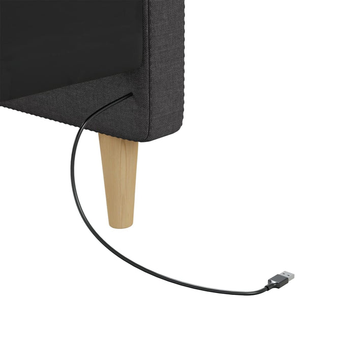 Tagesbett mit Matratze USB Dunkelgrau Stoff 90x200 cm