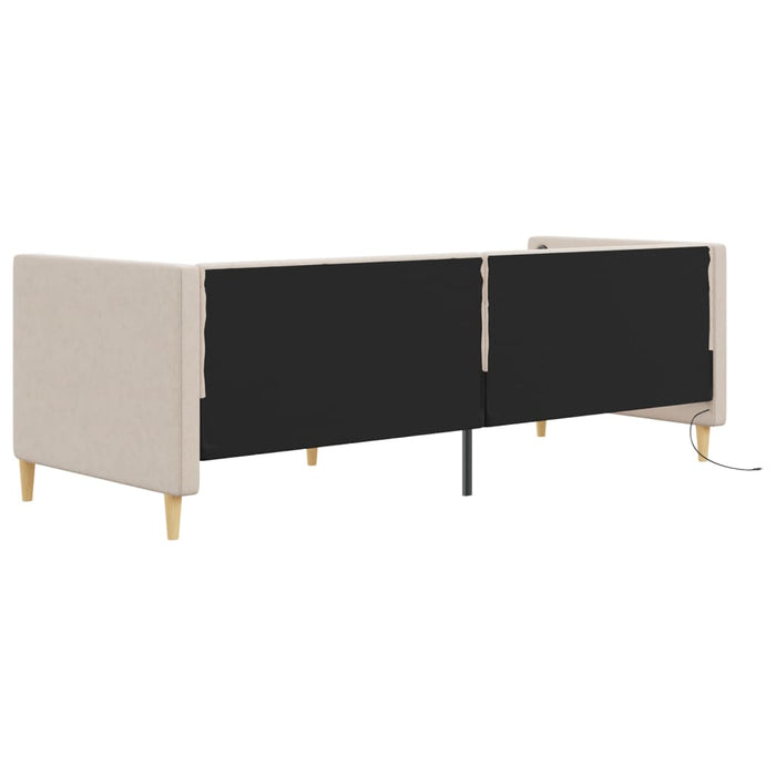 Tagesbett mit Matratze USB Creme Stoff 90x200 cm