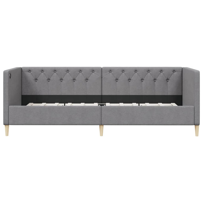 Tagesbett mit Matratze USB Hellgrau Stoff 90x200 cm