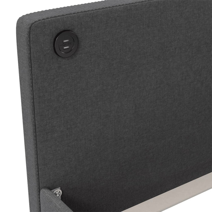 Tagesbett mit Matratze USB Dunkelgrau Stoff 90x200 cm