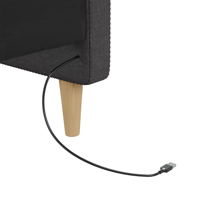 Tagesbett mit Matratze USB Dunkelgrau Stoff 90x200 cm