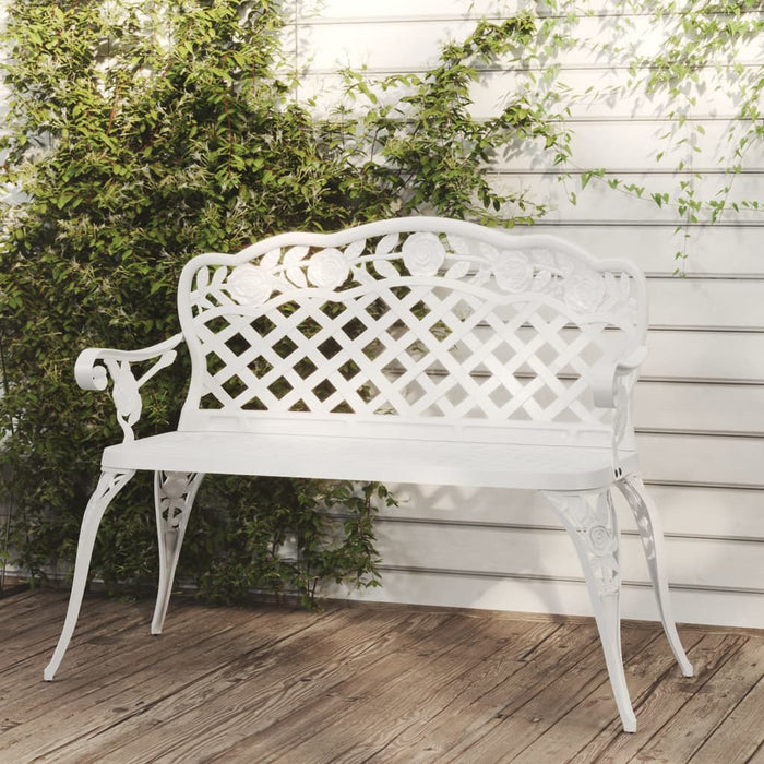 Garden bench 108 cm cast aluminum white