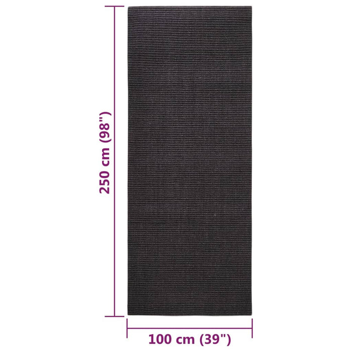 Natural Sisal Carpet 100x250 cm Black