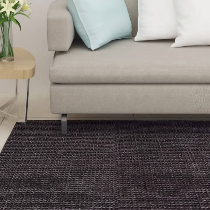 Natural Sisal Carpet 100x350 cm Black