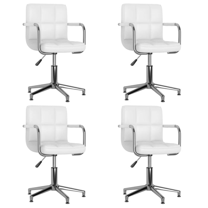 Dining room chairs 4 pieces swivel white faux leather