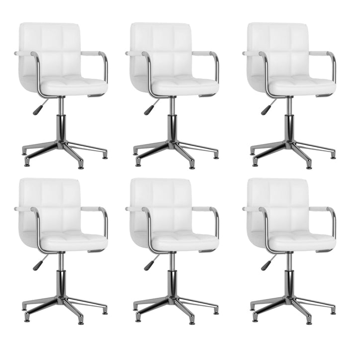 Dining room chairs 6 pieces swivel white faux leather