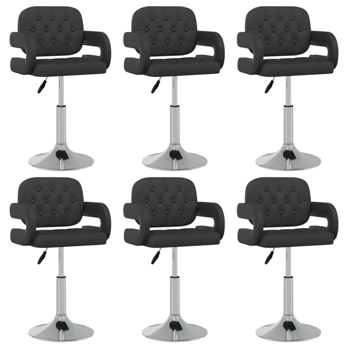 Dining room chairs 6 pcs. Swivel black faux leather