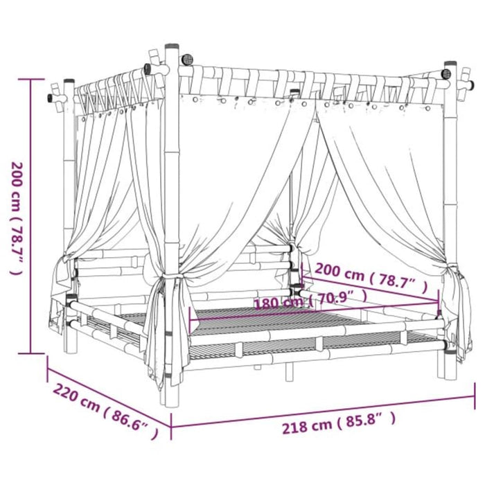 Himmelbett 180x200 cm Bambus