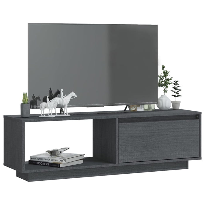 TV cabinet gray 110x30x33.5 cm solid pine wood