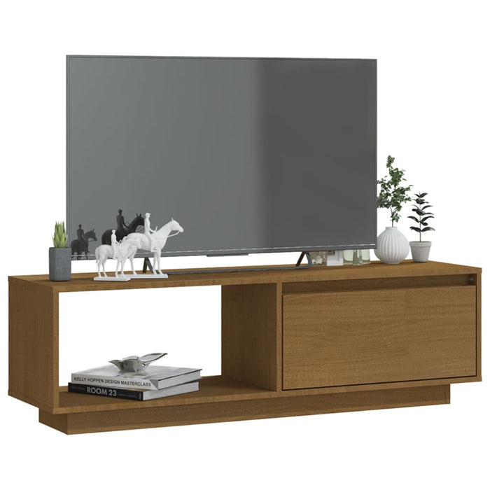 TV cabinet honey brown 110x30x33.5 cm solid pine wood