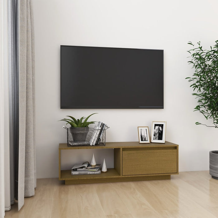 TV cabinet honey brown 110x30x33.5 cm solid pine wood