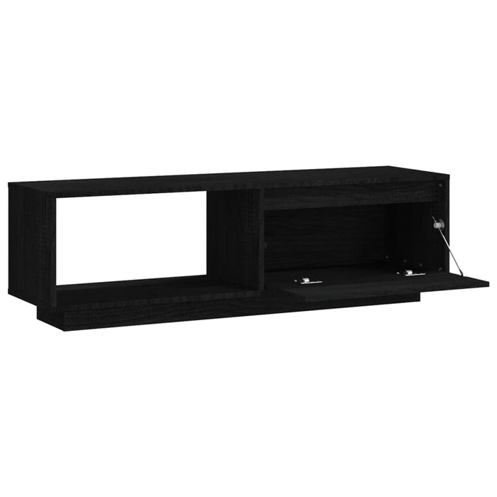 TV-Schrank Schwarz 110x30x33,5 cm Massivholz Kiefer