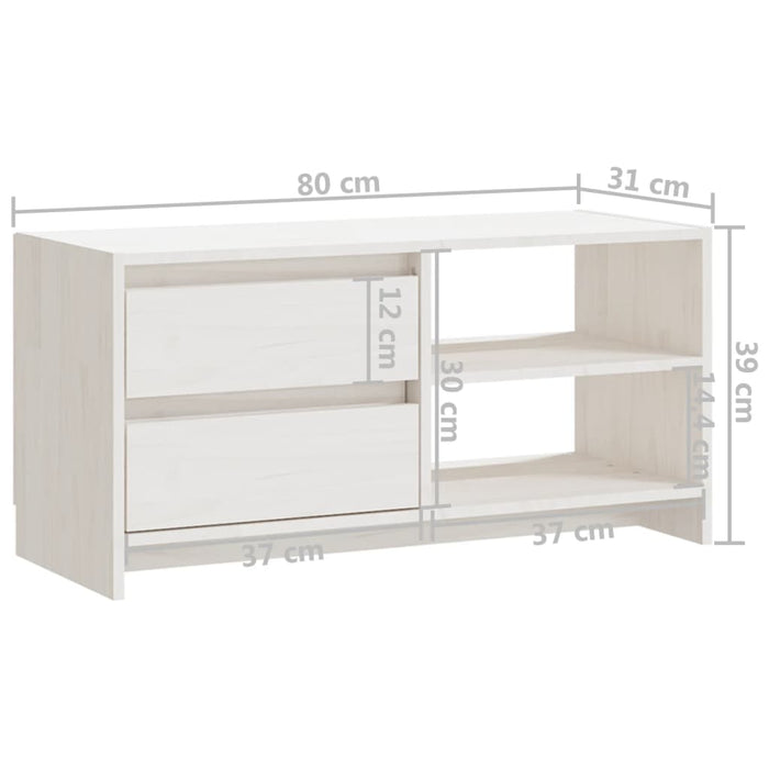 TV cabinet white 80x31x39 cm solid pine wood