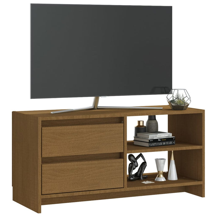 TV cabinet honey brown 80x31x39 cm solid pine wood