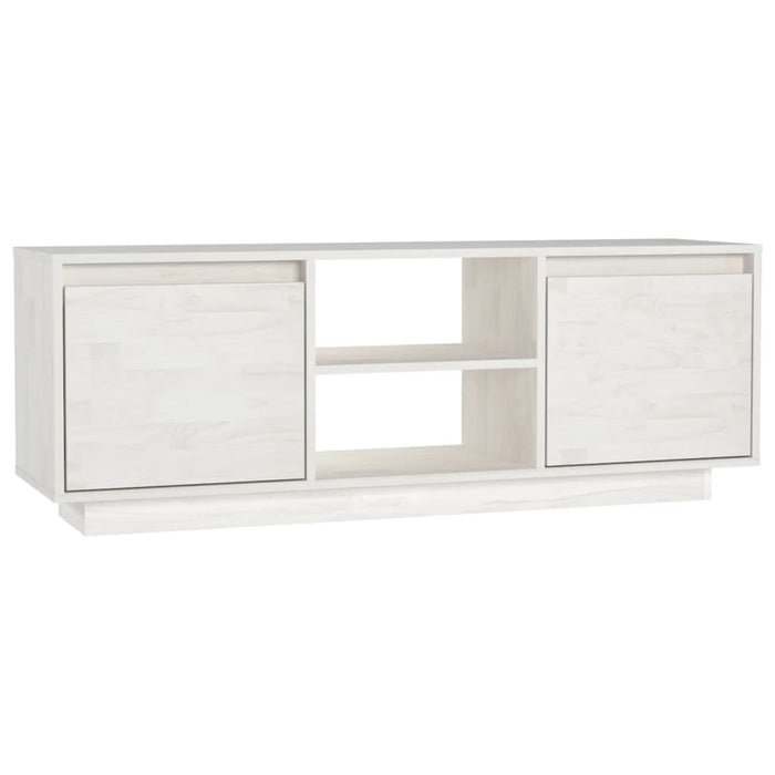 TV cabinet white 110x30x40 cm solid pine wood