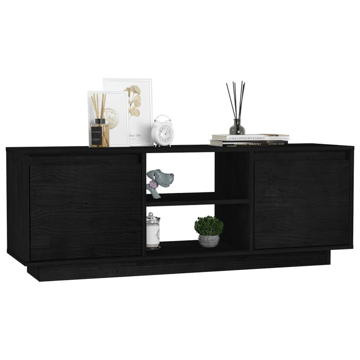 TV cabinet black 110x30x40 cm solid pine wood