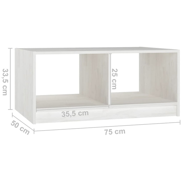 Couchtisch Weiß 75x50x33,5 cm Massivholz Kiefer
