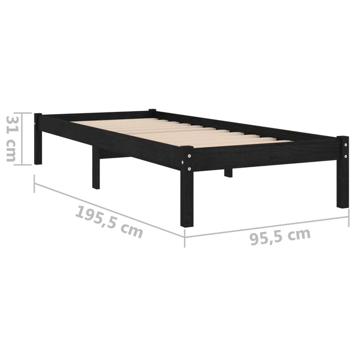Massivholzbett Schwarz 90x190 cm
