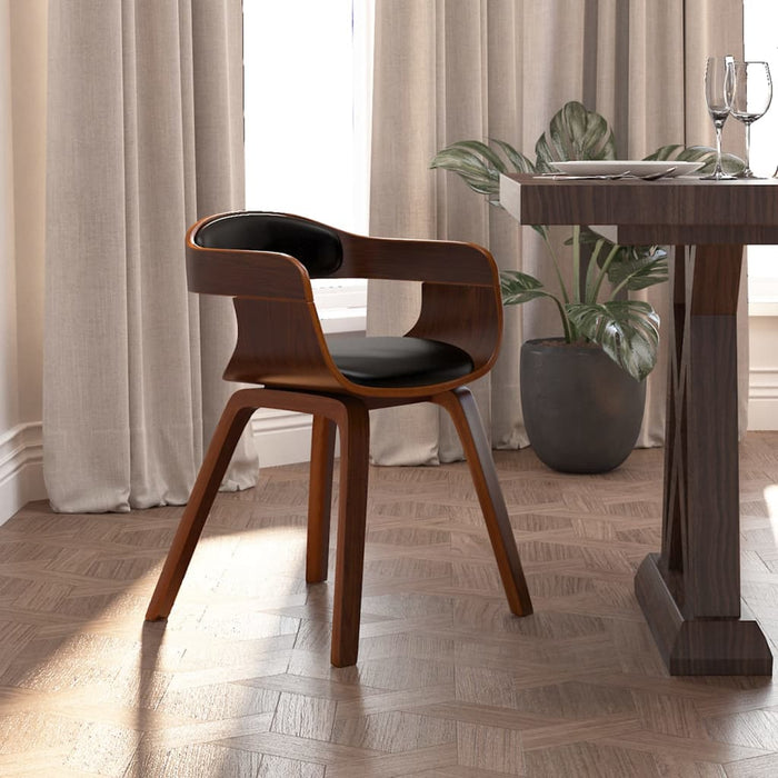 Dining room chair black bentwood and faux leather