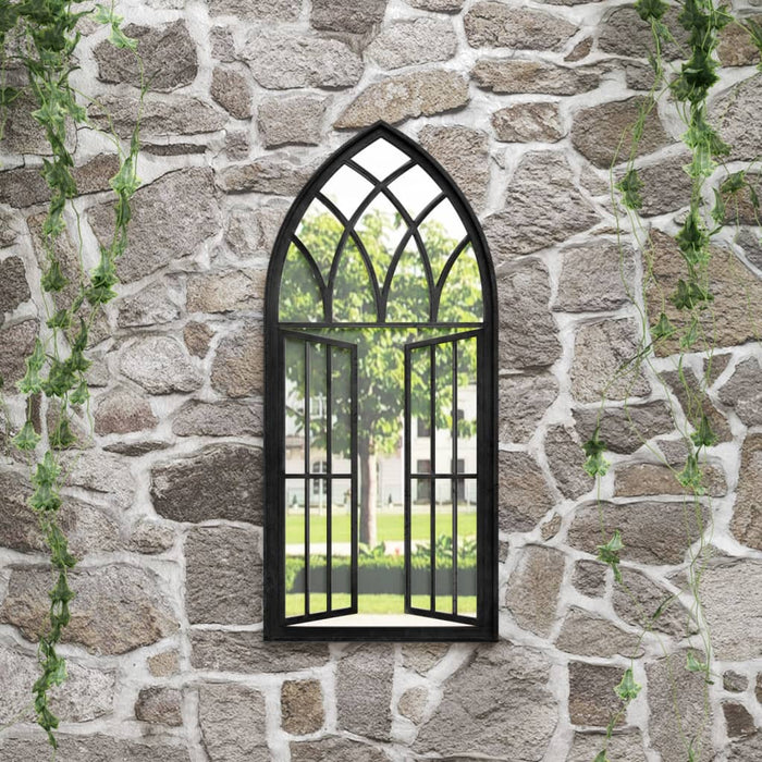 Gartenspiegel Schwarz 100x45 cm Eisen