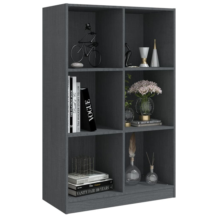 Bookcase gray 70x33x110 cm solid pine wood