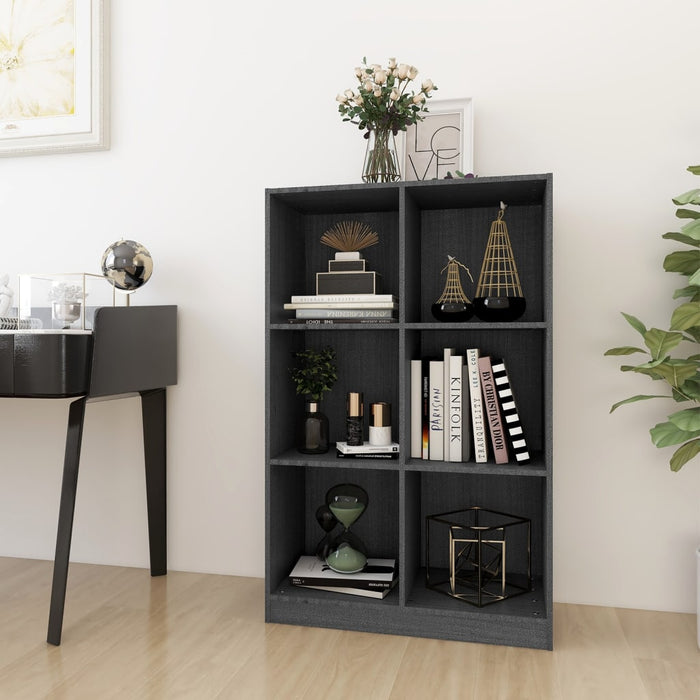 Bookcase gray 70x33x110 cm solid pine wood