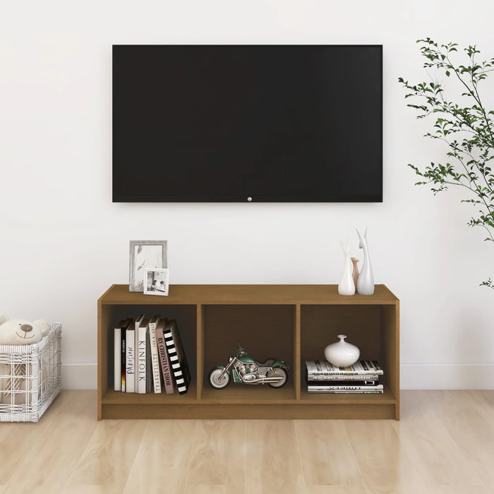 TV cabinet honey brown 104x33x41 cm solid pine wood