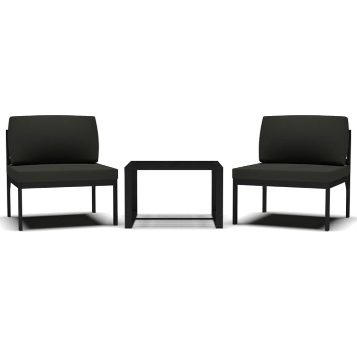 3-tlg. Garten-Sofagarnitur mit Kissen Aluminium Anthrazit