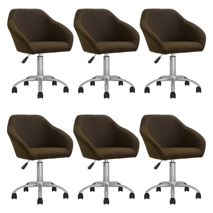 Dining room chairs 6 pcs. Swivel dark brown fabric