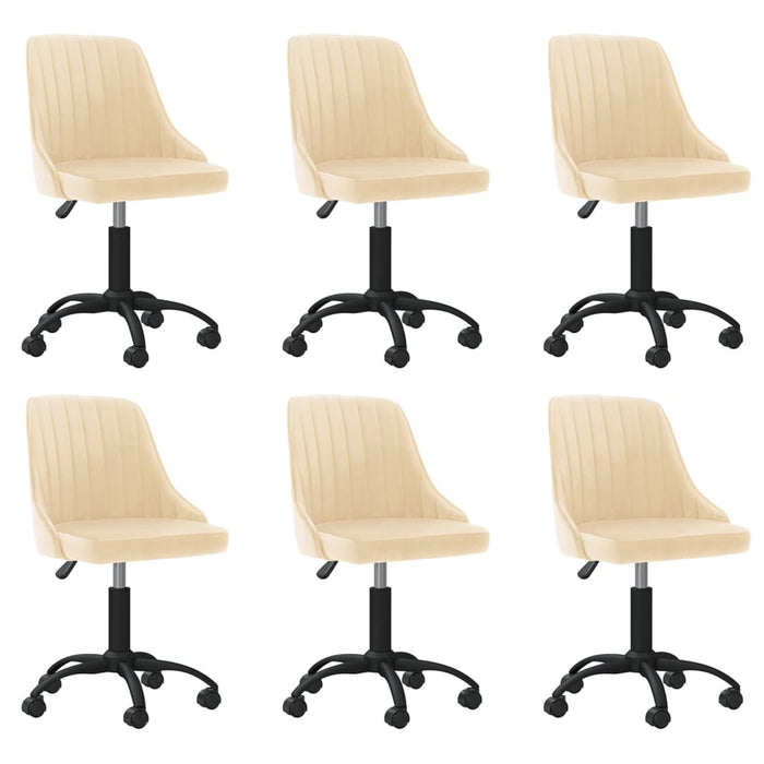 Esszimmerstühle 6 Stk. Drehbar Creme Samt
