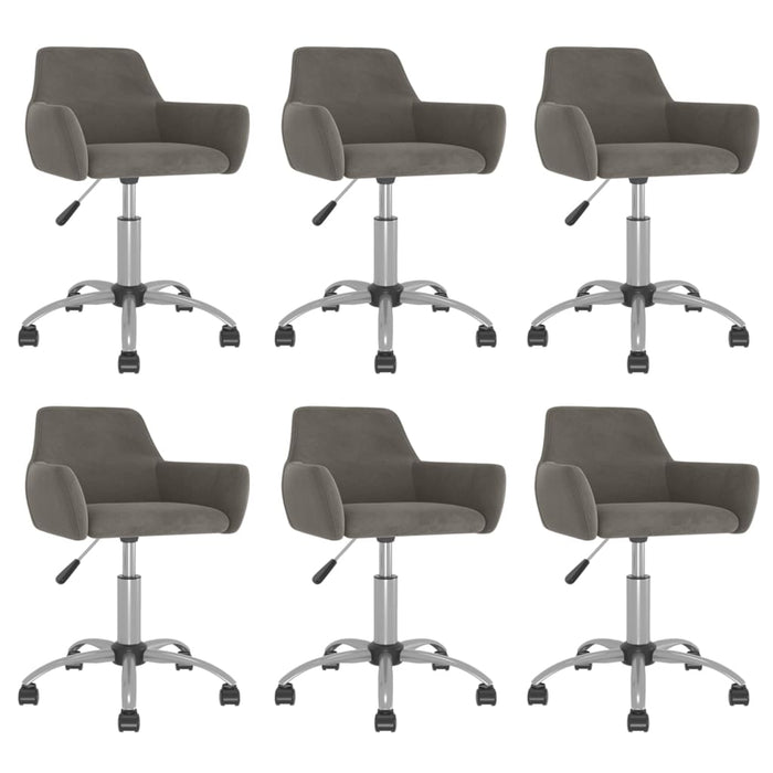 Dining room chairs 6 pcs. Swivel dark gray velvet