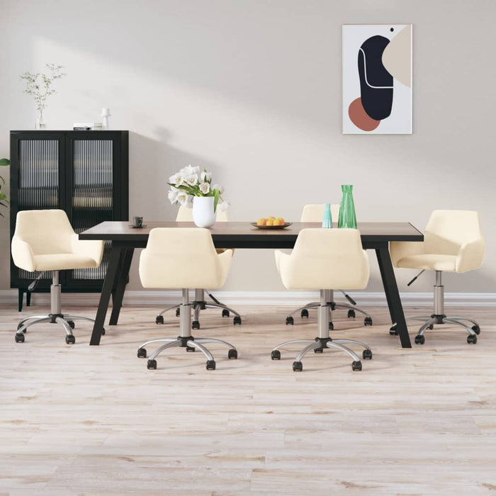 Esszimmerstühle 6 Stk. Drehbar Creme Samt