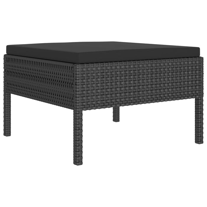 6-tlg. Garten-Lounge-Set mit Auflagen Poly Rattan Schwarz