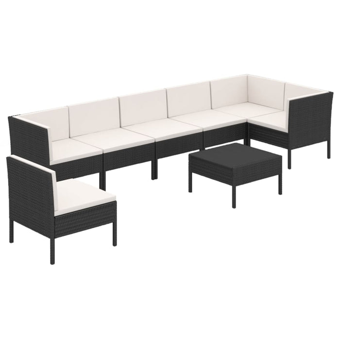 8-tlg. Garten-Lounge-Set mit Auflagen Poly Rattan Schwarz